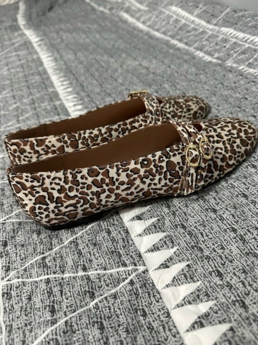 Talbots Vera Leopard Print Mary Jane Flats Gold Buckle Sz 7.5 Quiet Luxury NWOT - Picture 6 of 13